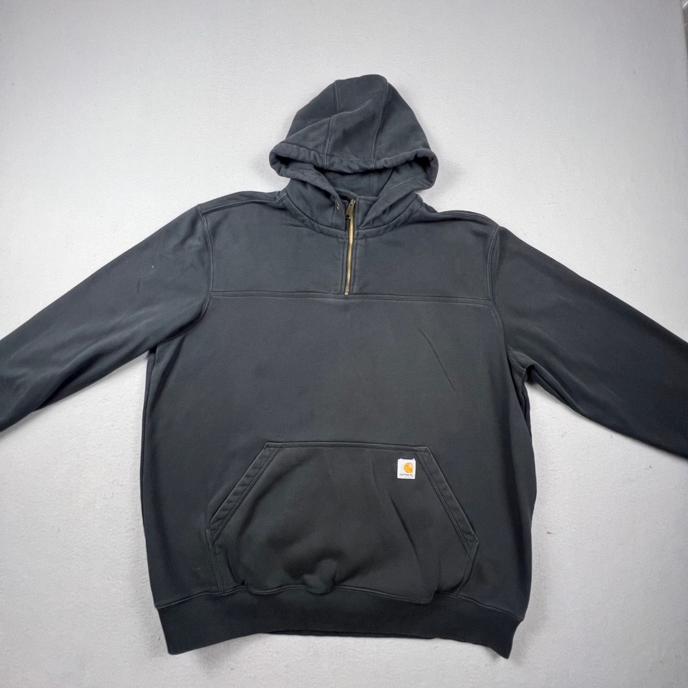 Carhartt Quarter Zip Hoodie Mens 2XL Tall Black Rain Defender Original Fit‎ Work